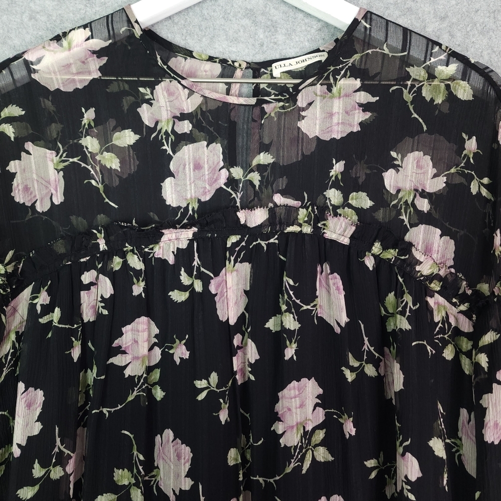 Ulla Johnson Dahlia Noir Georgette Babydoll Floral Black Dress 6 - Picture 7 of 14
